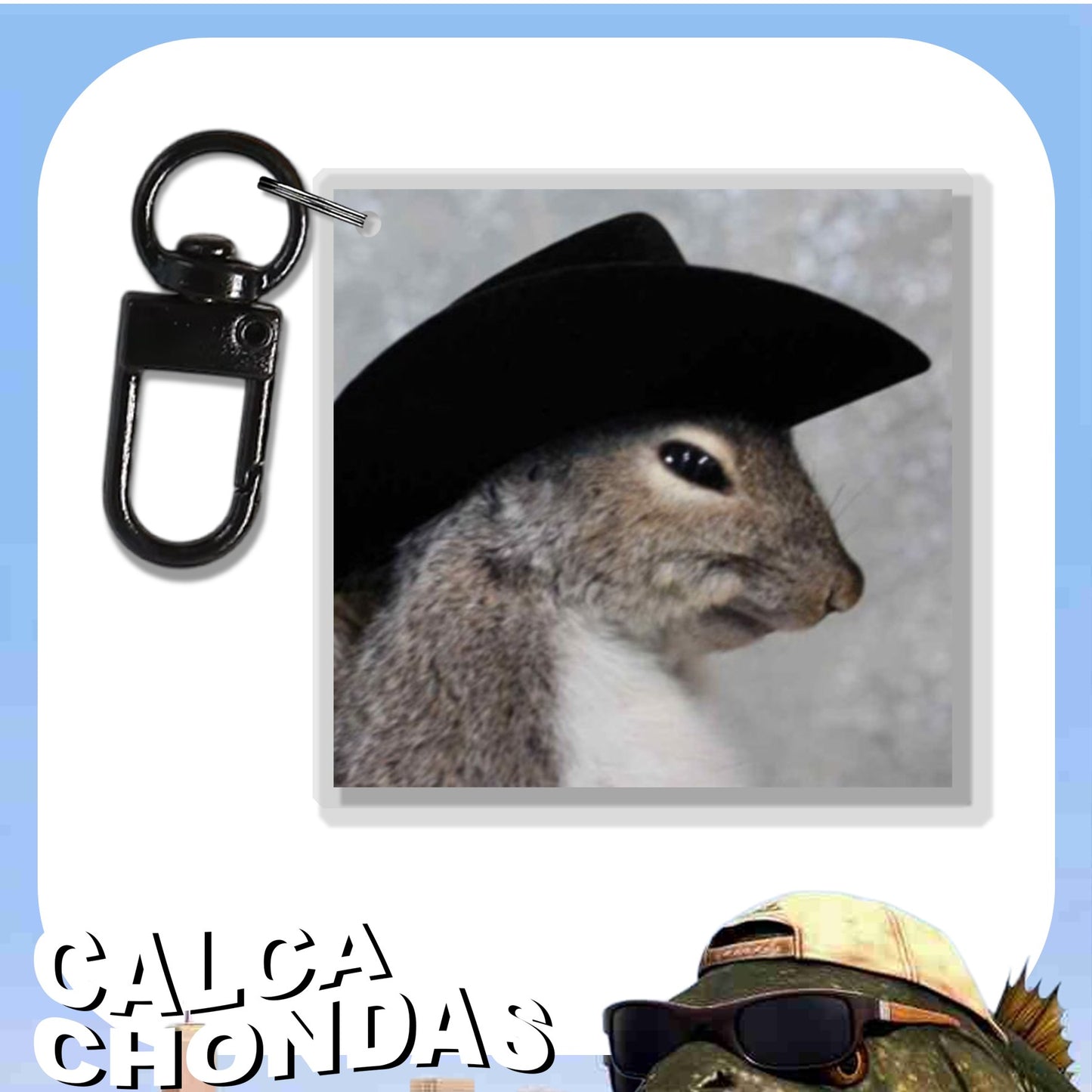 Ardilla de medio lado con sombrero negro